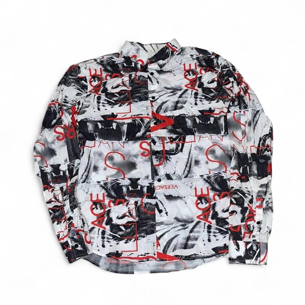 Rare Versace Jeans Animal All Over Print Button Up Shirt Long Sleeve